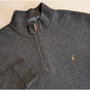 NWOT Polo Ralph Lauren Mens 2XLT Charcoal Gray Quarter Zip Pullover VERY NICE!